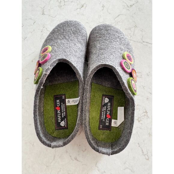 Haflinger Wool Clogs Gray Boho Cottagecore Cozy Slip-On Slippers US 8.5 - Picture 5 of 5